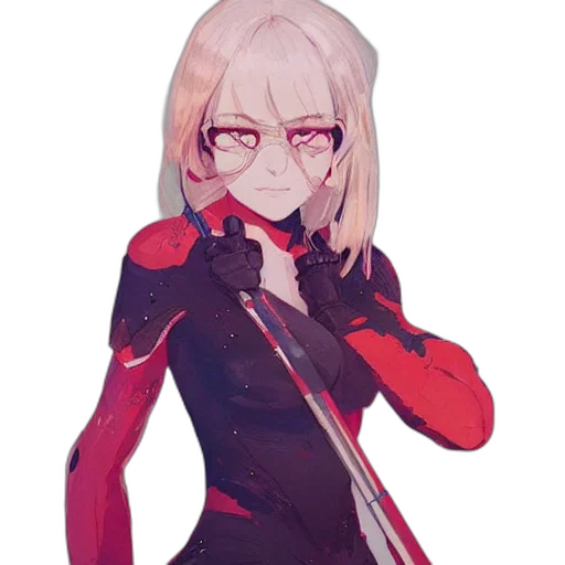 jacket, mask, weapon, staff, pixel art, anime, cyberpunk, concept art transparent PNG cut-out