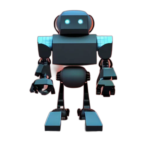 robot, 3d render, concept art, pixel art transparent PNG cut-out
