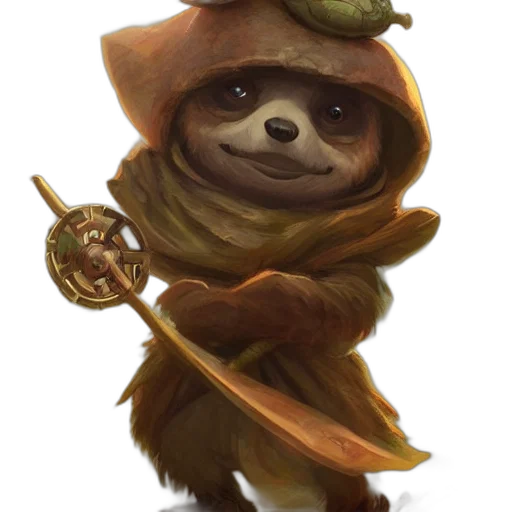 staff, creature, animal, hat, concept art, fantasy art, photorealistic, oil painting transparent PNG cut-out