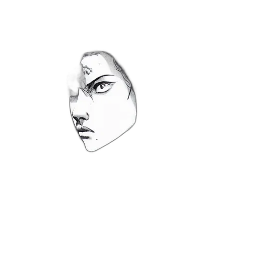 face, mask, creature, robot, pencil sketch, photorealistic, concept art, comic book art transparent PNG cut-out
