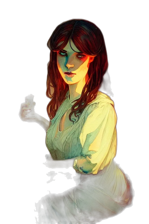 dress, face, staff, creature transparent PNG cut-out