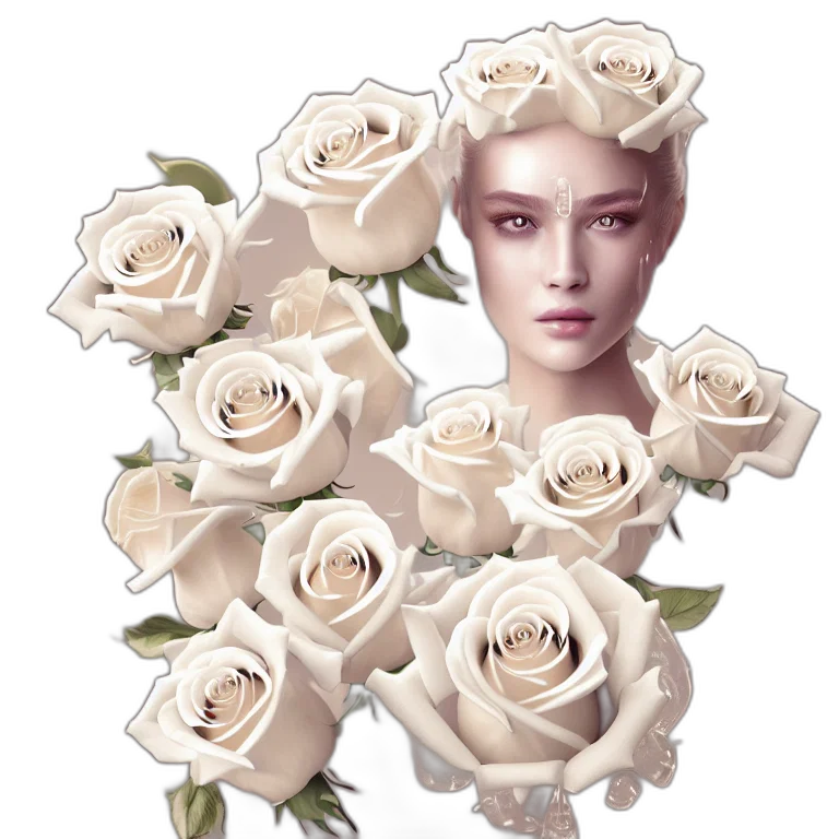 flower, jewelry, crown, face, photorealistic, 3d render, pixel art, fantasy art transparent PNG cut-out