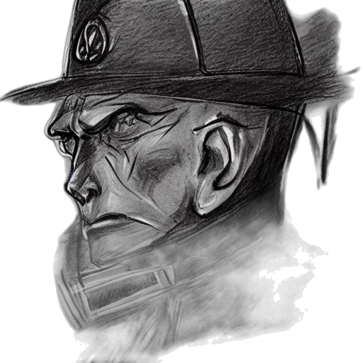 hat, face, staff, mask, pencil sketch, concept art, comic book art, photorealistic transparent PNG cut-out