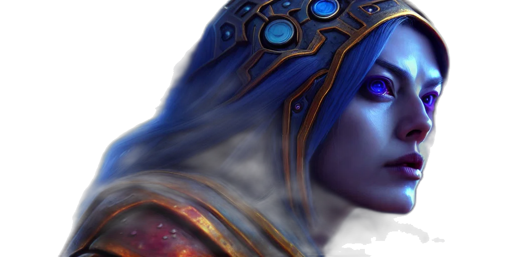 face, fantasy art, concept art, 3d render, photorealistic, blue, hyperrealist, distant transparent PNG cut-out