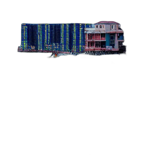 building, staff, furniture, robot, 3d render, pixel art, vaporwave, cyberpunk transparent PNG cut-out
