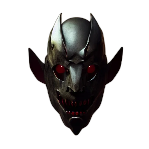 mask, face, robot, 3d render, concept art, fantasy art, pixel art, dark transparent PNG cut-out