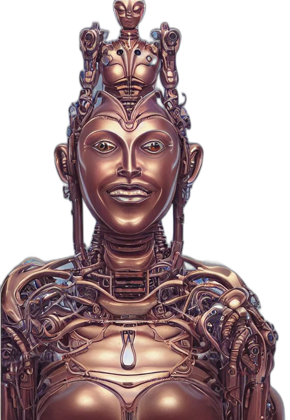robot, jewelry, crown, face, concept art, fantasy art, photorealistic, 3d render transparent PNG cut-out