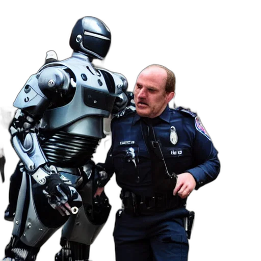 robot, concept art, robocop, arresting transparent PNG cut-out