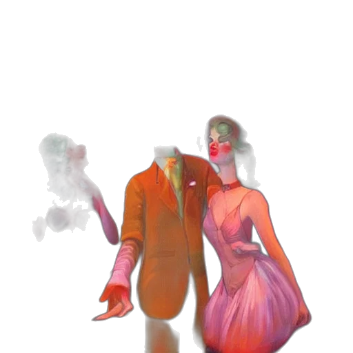dress, mask, robot, creature, concept art, watercolor, vaporwave, 3d render transparent PNG cut-out