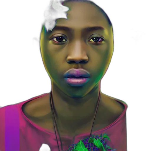 face, photorealistic, concept art, fantasy art, 3d render, green, pastel, neon transparent PNG cut-out