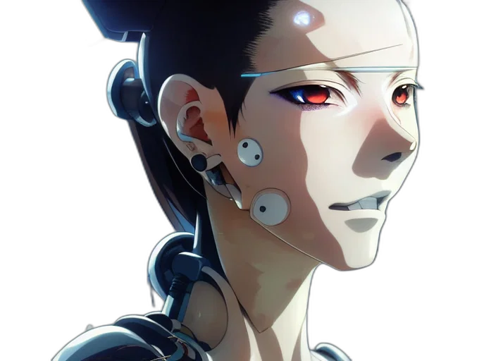 face, robot, mask, jewelry, cyberpunk, concept art, anime, cartoon transparent PNG cut-out