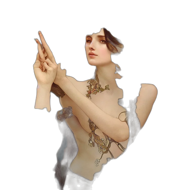 dress, jewelry, crown, staff transparent PNG cut-out