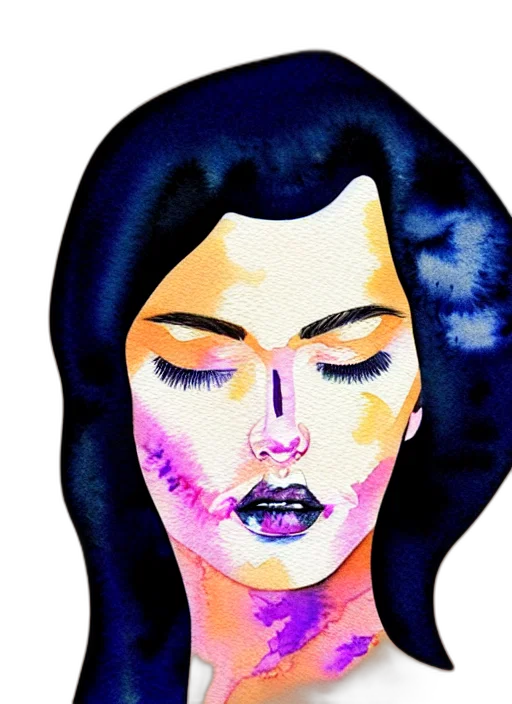 face, watercolor, comic book art, cartoon, photorealistic, neon lights, outer space, colorful transparent PNG cut-out