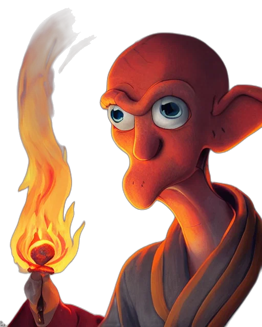 staff, mask, face, concept art, fantasy art, 3d render, cartoon, fire transparent PNG cut-out