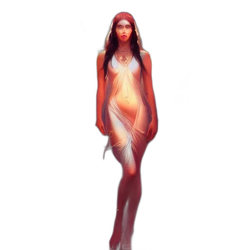dress, creature, concept art, fantasy art, comic book art, pixel art, fire, neon lights transparent PNG cut-out