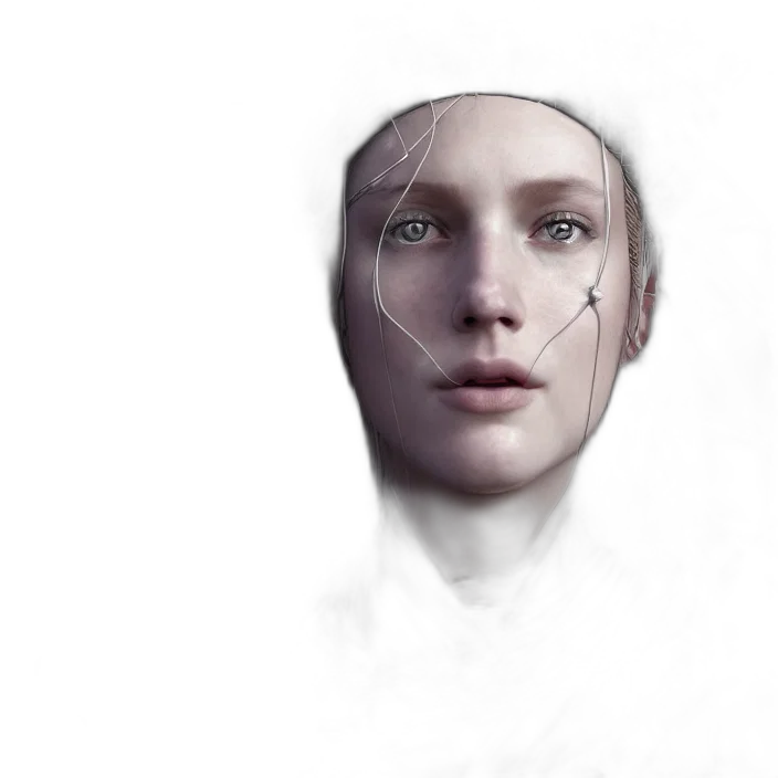 face, robot, mask, creature, photorealistic, concept art, fantasy art, 3d render transparent PNG cut-out