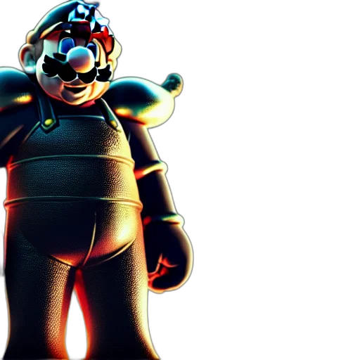 robot, 3d render, concept art, mario, elden, ring, universe, wearing transparent PNG cut-out