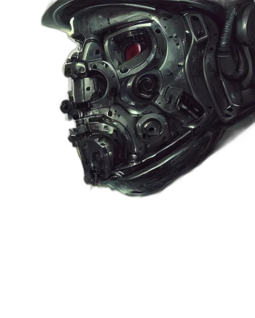 mask, robot, face, weapon, concept art, 3d render, photorealistic, cyberpunk transparent PNG cut-out