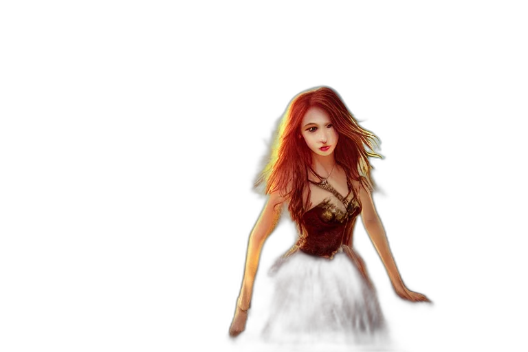 fantasy art, concept art, pixel art, photorealistic, fire, girl, fantasy, pen transparent PNG cut-out