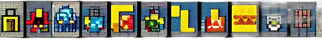 robot, crown, pixel art, 3d render transparent PNG cut-out