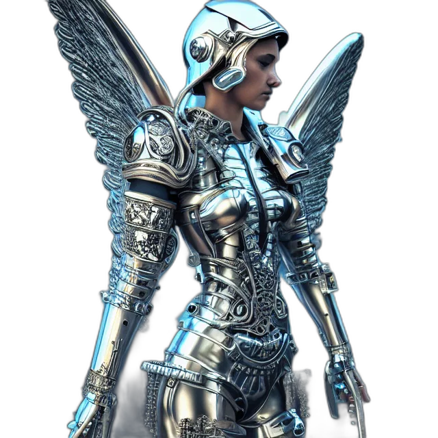 staff, robot, sword, weapon, concept art, fantasy art, 3d render, comic book art transparent PNG cut-out