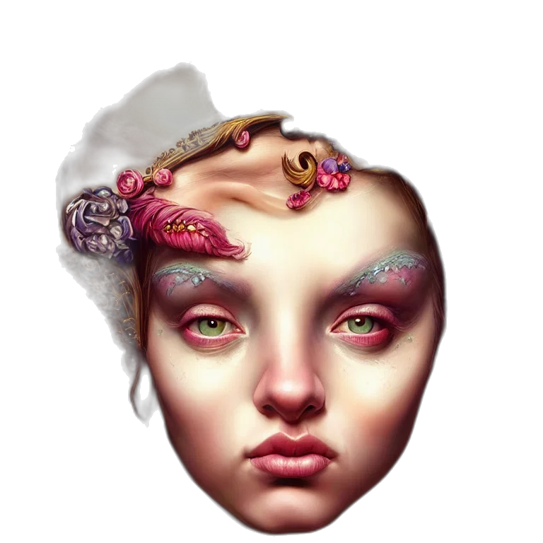 crown, face, jewelry, mask, fantasy art, photorealistic, concept art, 3d render transparent PNG cut-out