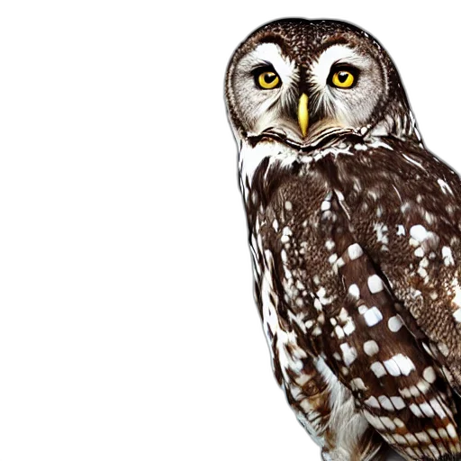 animal, creature, staff, face, photorealistic, 3d render, photo, owl transparent PNG cut-out