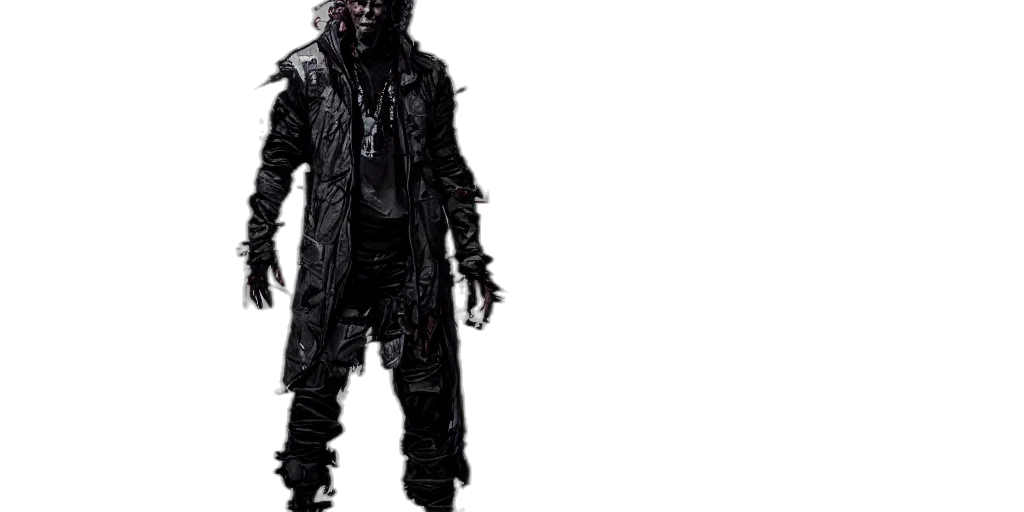 jacket, mask, creature, staff transparent PNG cut-out