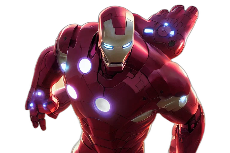 comic book art, concept art, 3d render, super, ironman, single, subject, scenic transparent PNG cut-out
