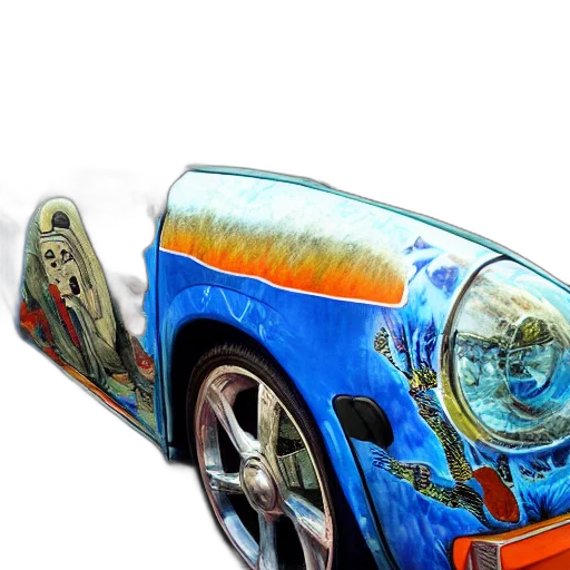 car, robot, weapon, photorealistic transparent PNG cut-out