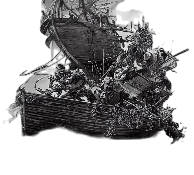 dragon, weapon, crown, concept art, fantasy art, comic book art, pencil sketch, underwater transparent PNG cut-out