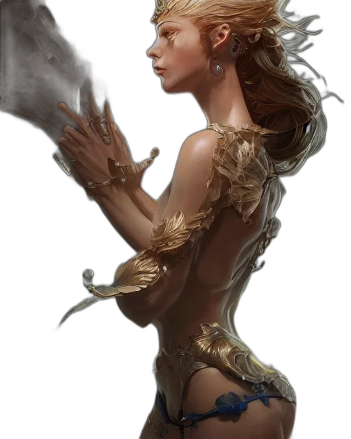 dress, jewelry, mask, staff, fantasy art, concept art, photorealistic, comic book art transparent PNG cut-out