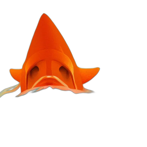 hat, crown, umbrella, mask, 3d render, photorealistic, concept art, orange transparent PNG cut-out
