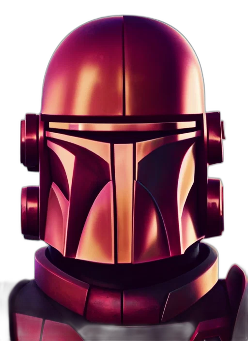 robot, mask, concept art, 3d render, pixel art, comic book art, red, mandalorian transparent PNG cut-out