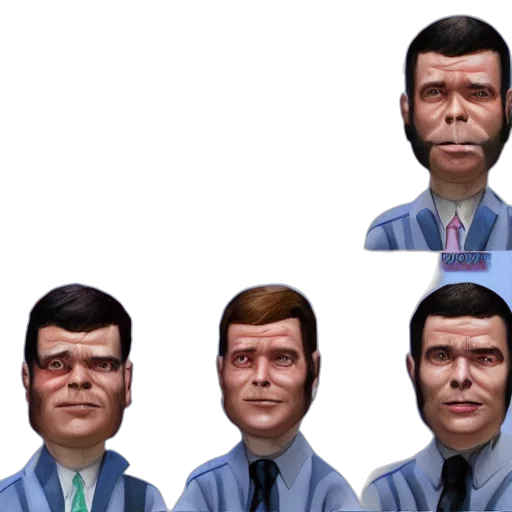 face, 3d render, concept art, photorealistic, cartoon, clones transparent PNG cut-out