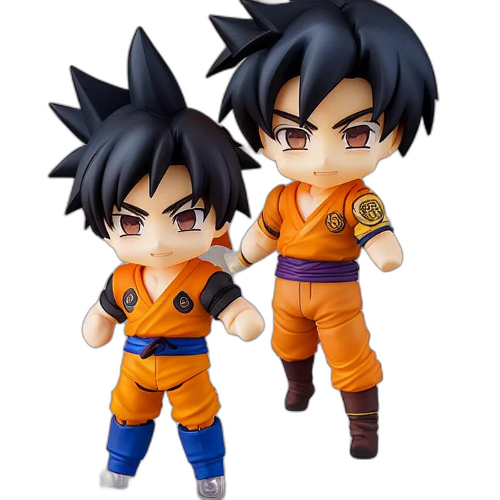 3d render, concept art, anime, nendoroid, son, goku, figurine, detailed transparent PNG cut-out