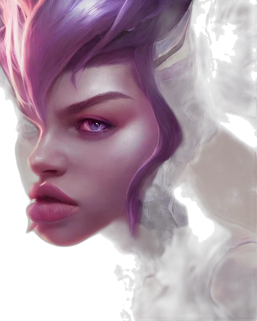 face, fantasy art, concept art, photorealistic, cyberpunk, outer space, pastel, dark transparent PNG cut-out