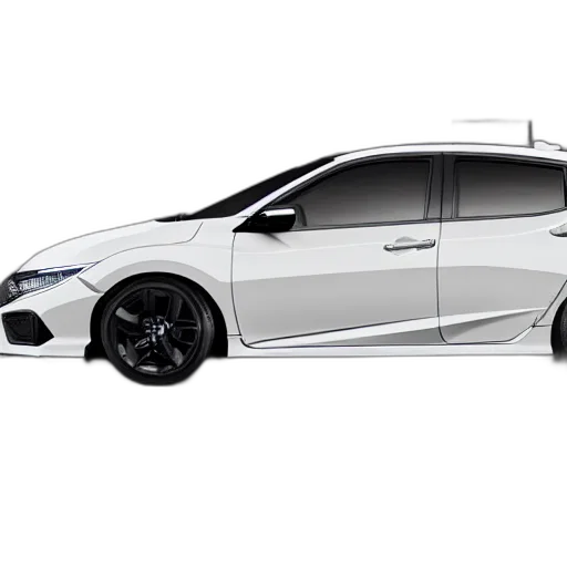 car, 3d render, photorealistic, concept art, white, honda, civic, 2017 transparent PNG cut-out