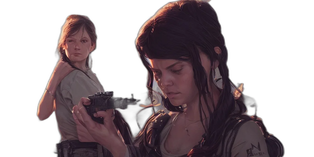 weapon, concept art, photorealistic, girl transparent PNG cut-out