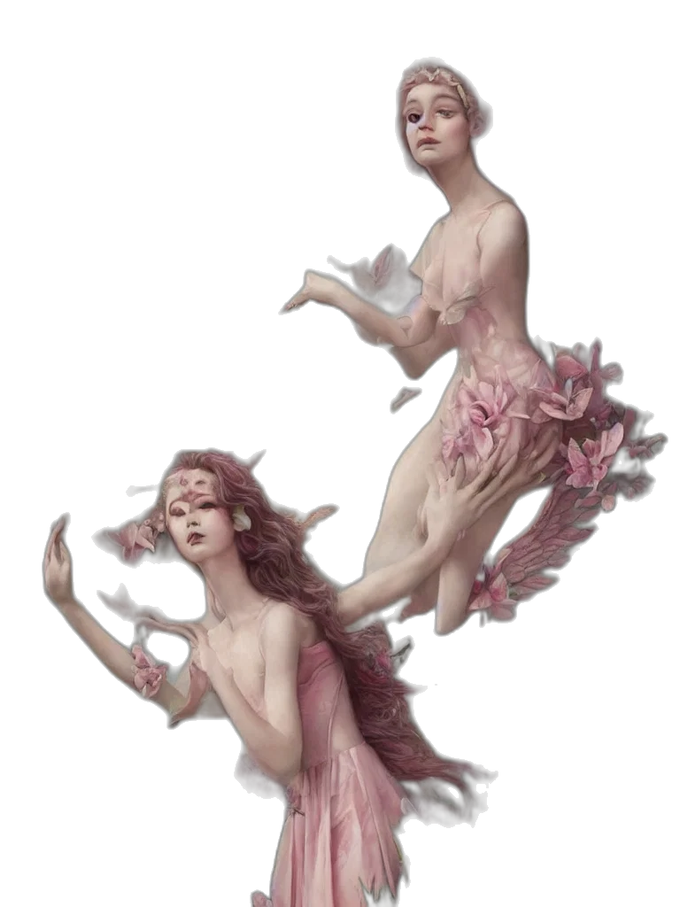 dress, concept art, fantasy art, oil painting, photorealistic, underwater, forest, pastel transparent PNG cut-out
