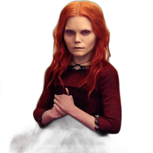 dress, face, creature, concept art, fantasy art, pixel art, photorealistic, red transparent PNG cut-out