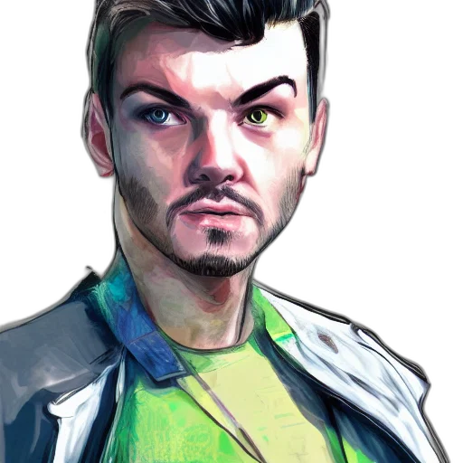 face, jacket, staff, creature, concept art, comic book art, photorealistic, cartoon transparent PNG cut-out