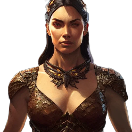 face, dress, crown, staff, fantasy art, concept art, comic book art, photorealistic transparent PNG cut-out