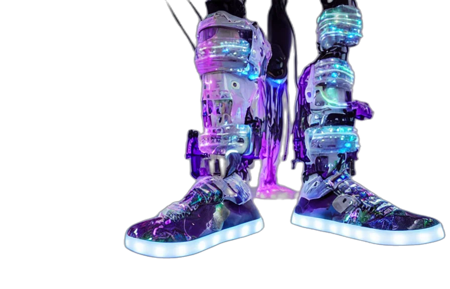 shoes, robot, cyberpunk, vaporwave transparent PNG cut-out
