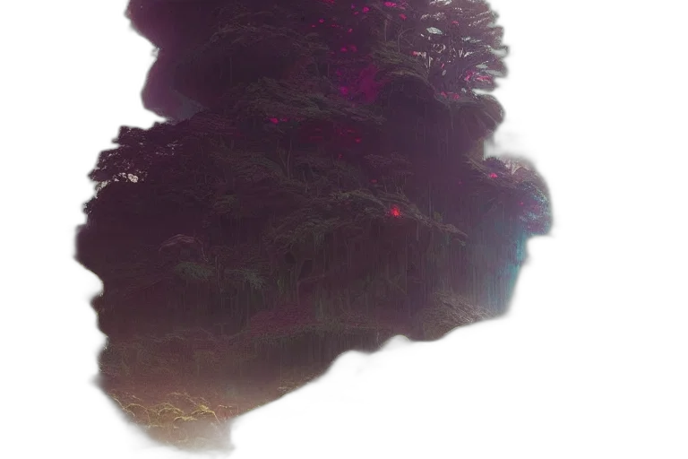 tree, crown, hair, creature, 3d render, concept art, vaporwave, cyberpunk transparent PNG cut-out