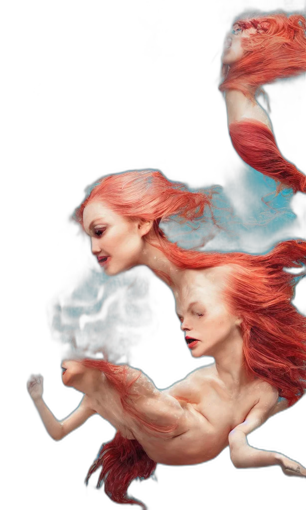 hair, concept art, fantasy art, photorealistic, comic book art, fire, underwater, outer space transparent PNG cut-out