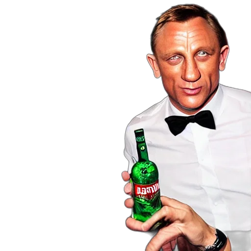 bottle, jacket, photorealistic, party, daniel, craig, heineken, stars transparent PNG cut-out