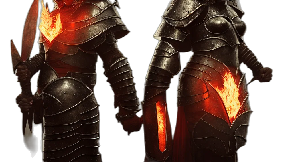 sword, concept art, fantasy art, 3d render, fire, red, dark, golden transparent PNG cut-out