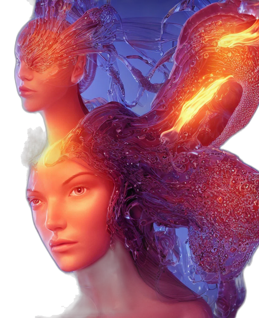 crown, hair, face, fantasy art, concept art, photorealistic, comic book art, fire transparent PNG cut-out