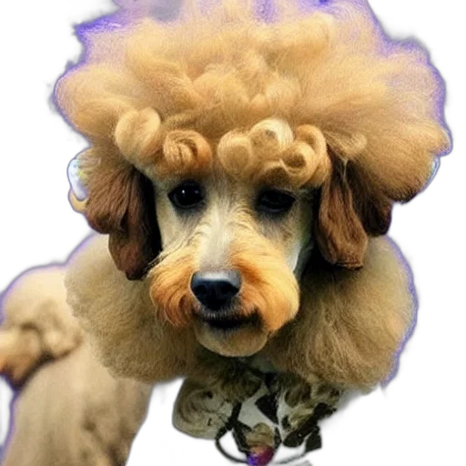 animal, hair, crown, creature, photorealistic, 3d render, bad, poodle transparent PNG cut-out